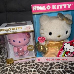 Hello Kitty 50th Anniversary Pink and Gold Plush Set